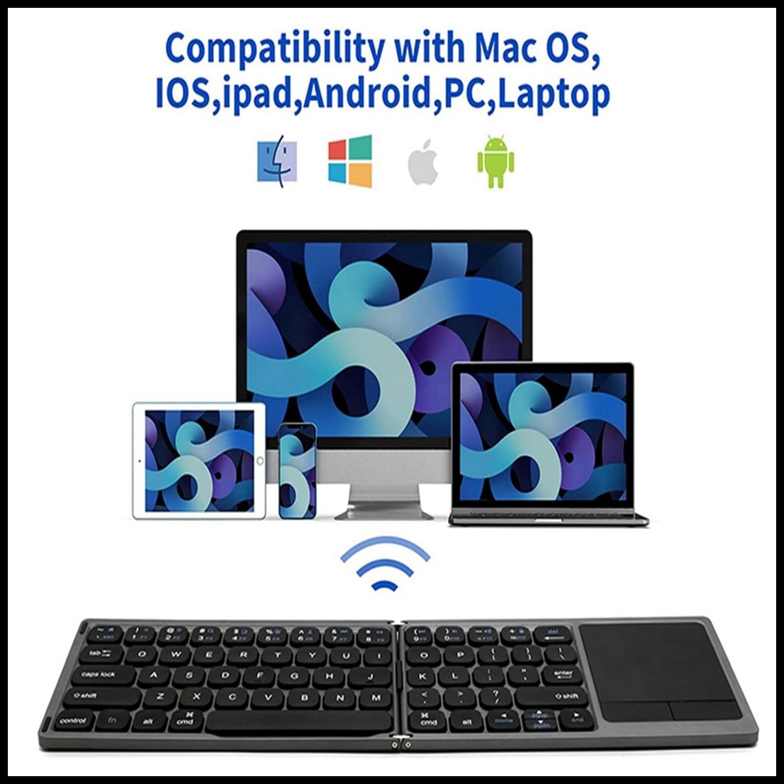 Dadu Folding Wireless Bluetooth Keyboard With Touchpad For IOS/ Android /Windows