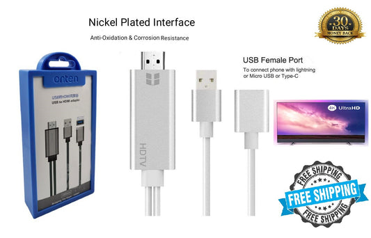 Onten Universal HDMI 4K 1080P HD TV  Adapter Cable for All Mobile Phones
