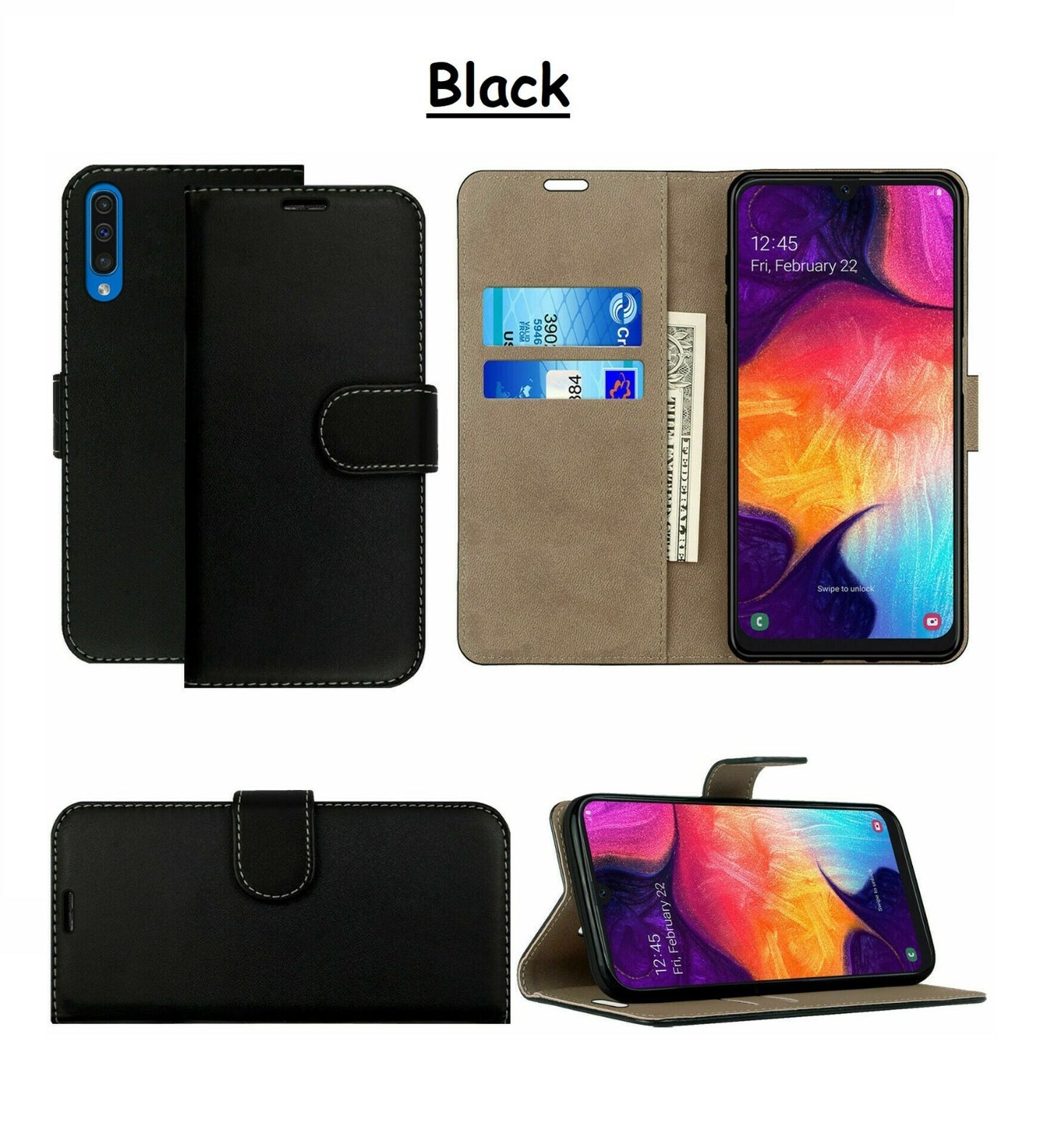 Leather Flip Case For Samsung 4G & 5G (A12, A22, A32, A42, A52, A72 ) A02S, A02 