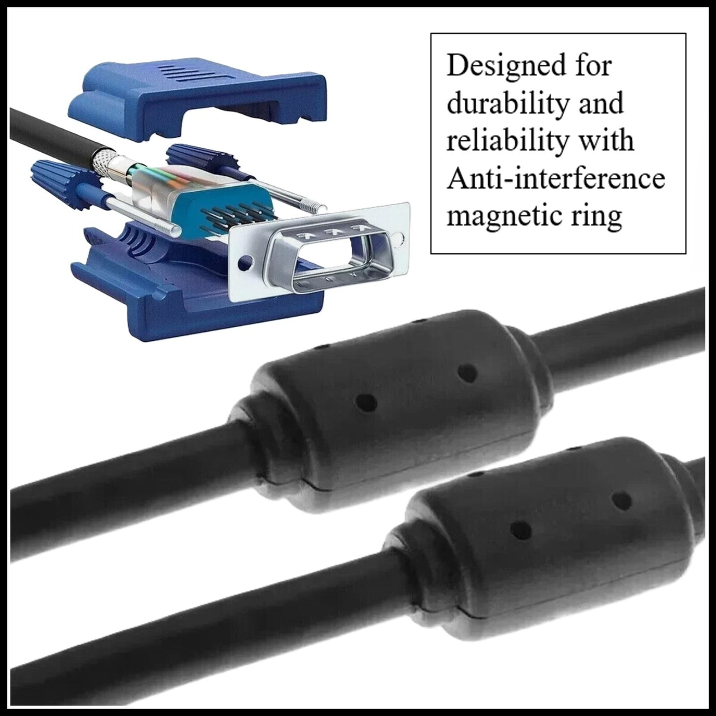 For VGA to SVGA 15 Pin PC Computer Monitor LCD Extension Cable Male to Male