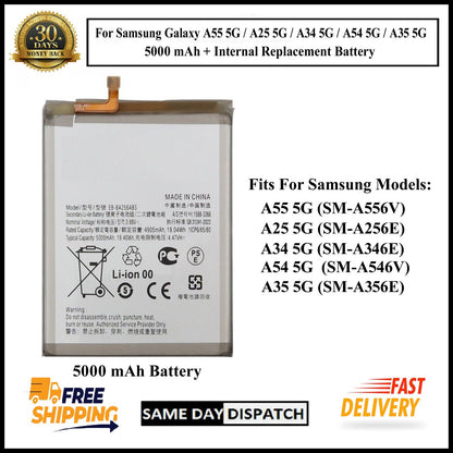 Samsung Galaxy A55/A25/ A34/A54/A35 (5G) / 5000mAh+ Internal Replacement Battery