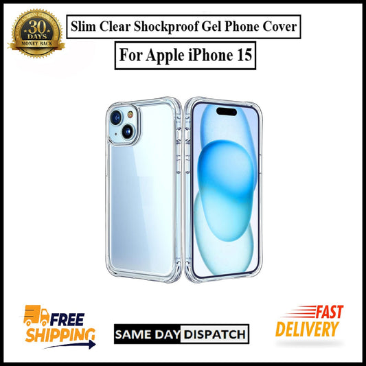 For Apple iPhone 15 Slim Clear Shockproof Gel Phone Cover