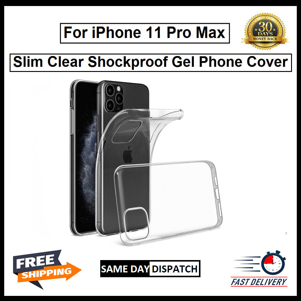 For Apple iPhone 11 Pro Max Slim Clear Shockproof Gel Phone Cover