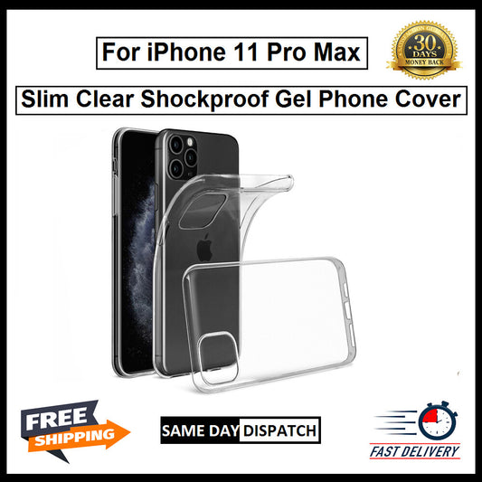 For Apple iPhone 11 Pro Max Slim Clear Shockproof Gel Phone Cover