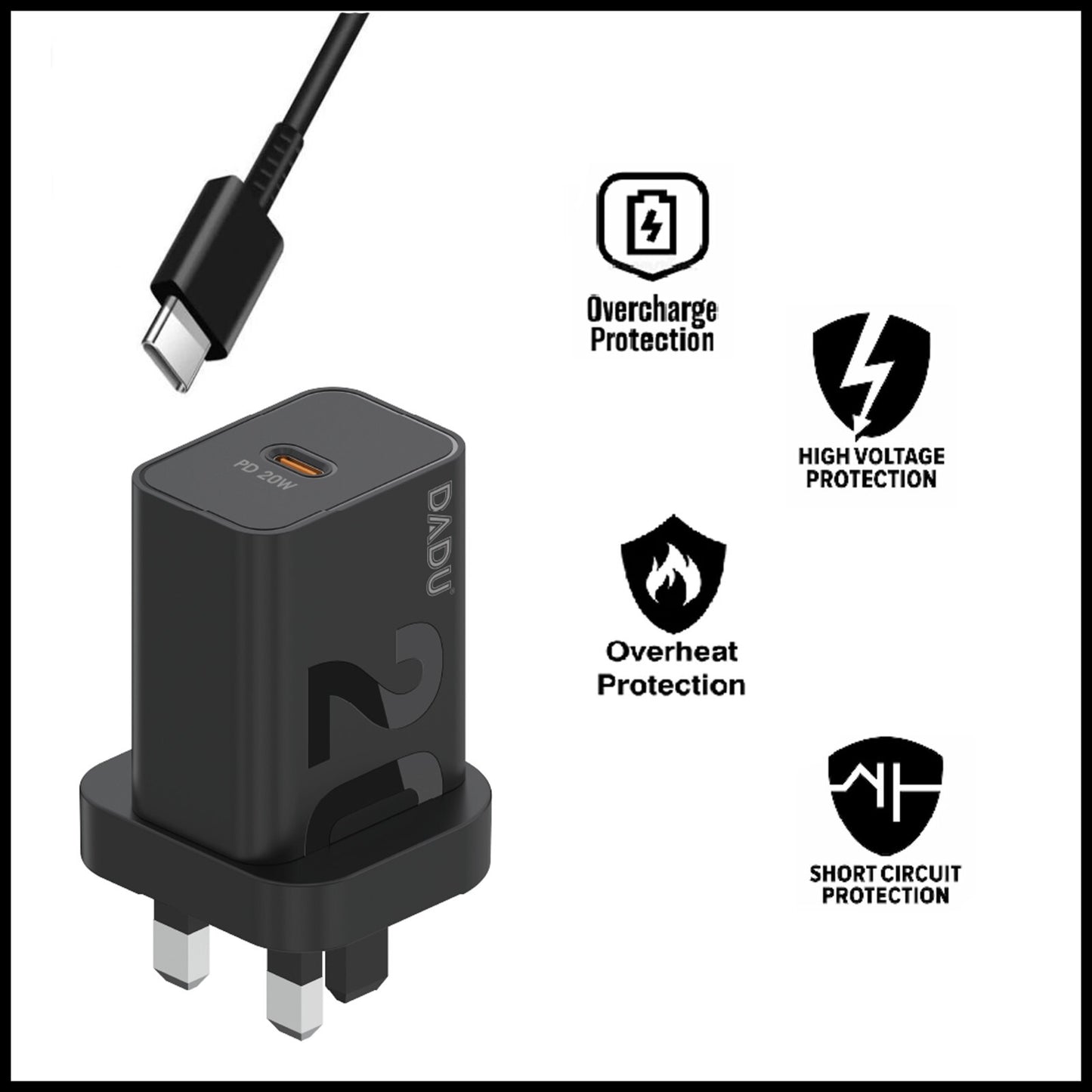For Dadu 20W Type-C Power Adapter With Type-C to Type-C Fast Charger Cable