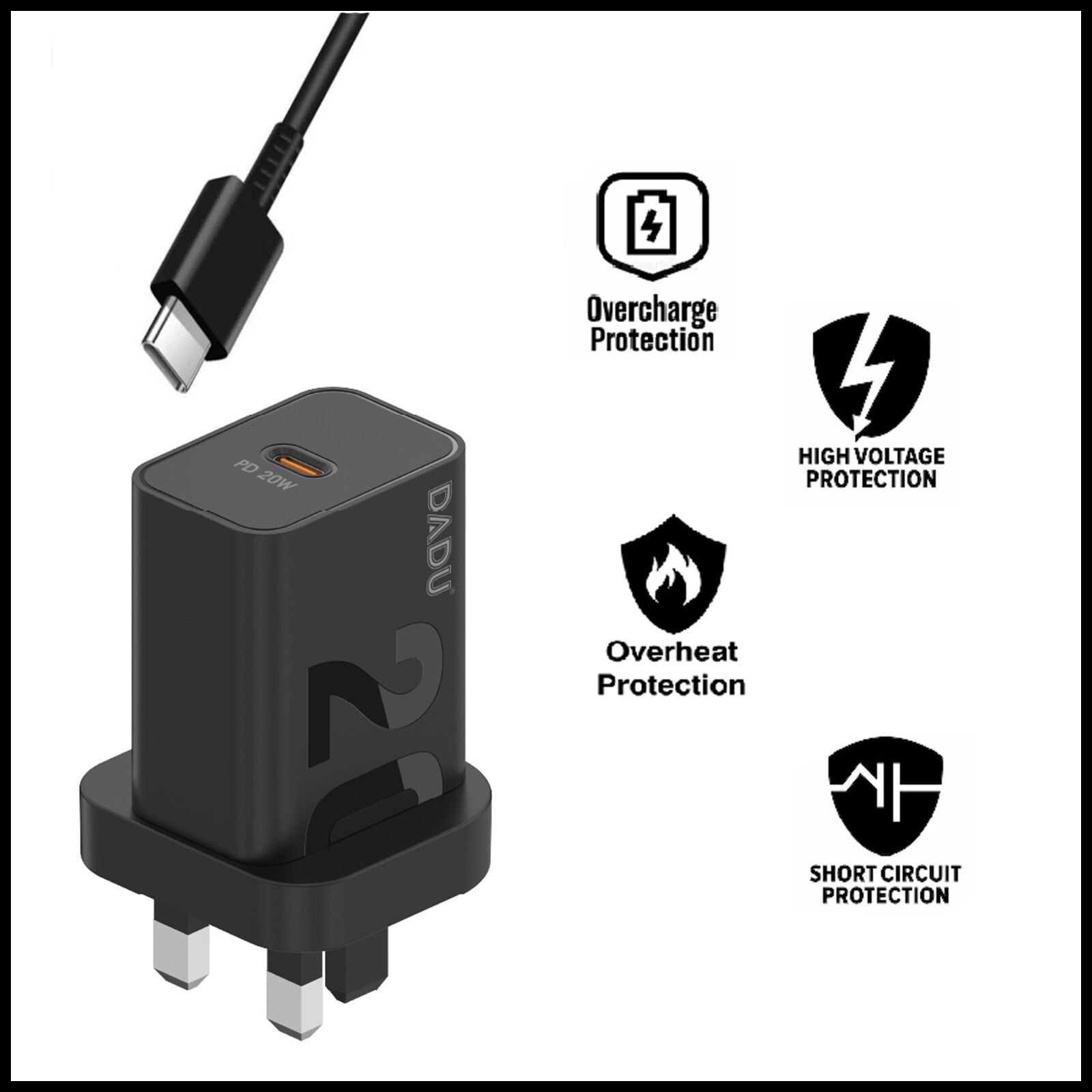 For Dadu 20W Type-C Power Adapter With Type-C to Type-C Fast Charger Cable