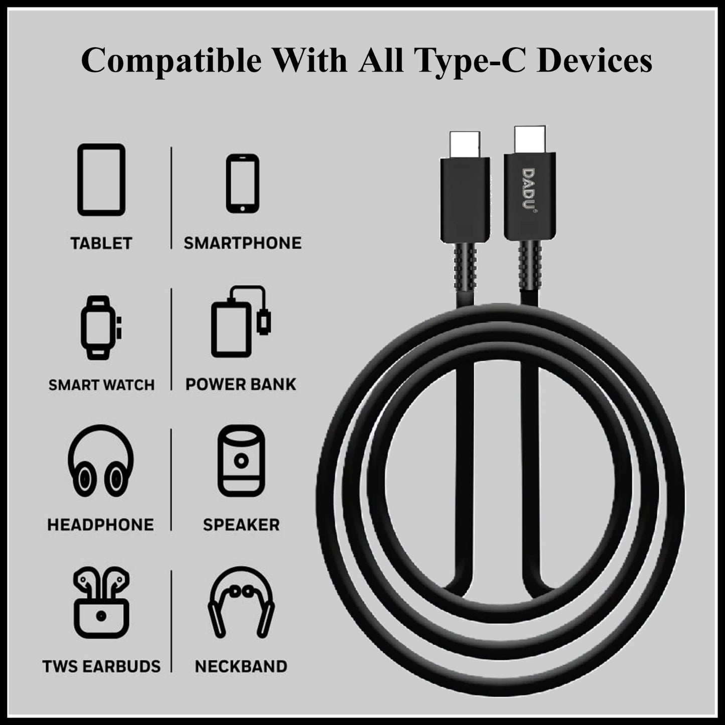 For Dadu Fast PD Type-C to Type-C Charging Cable-1M