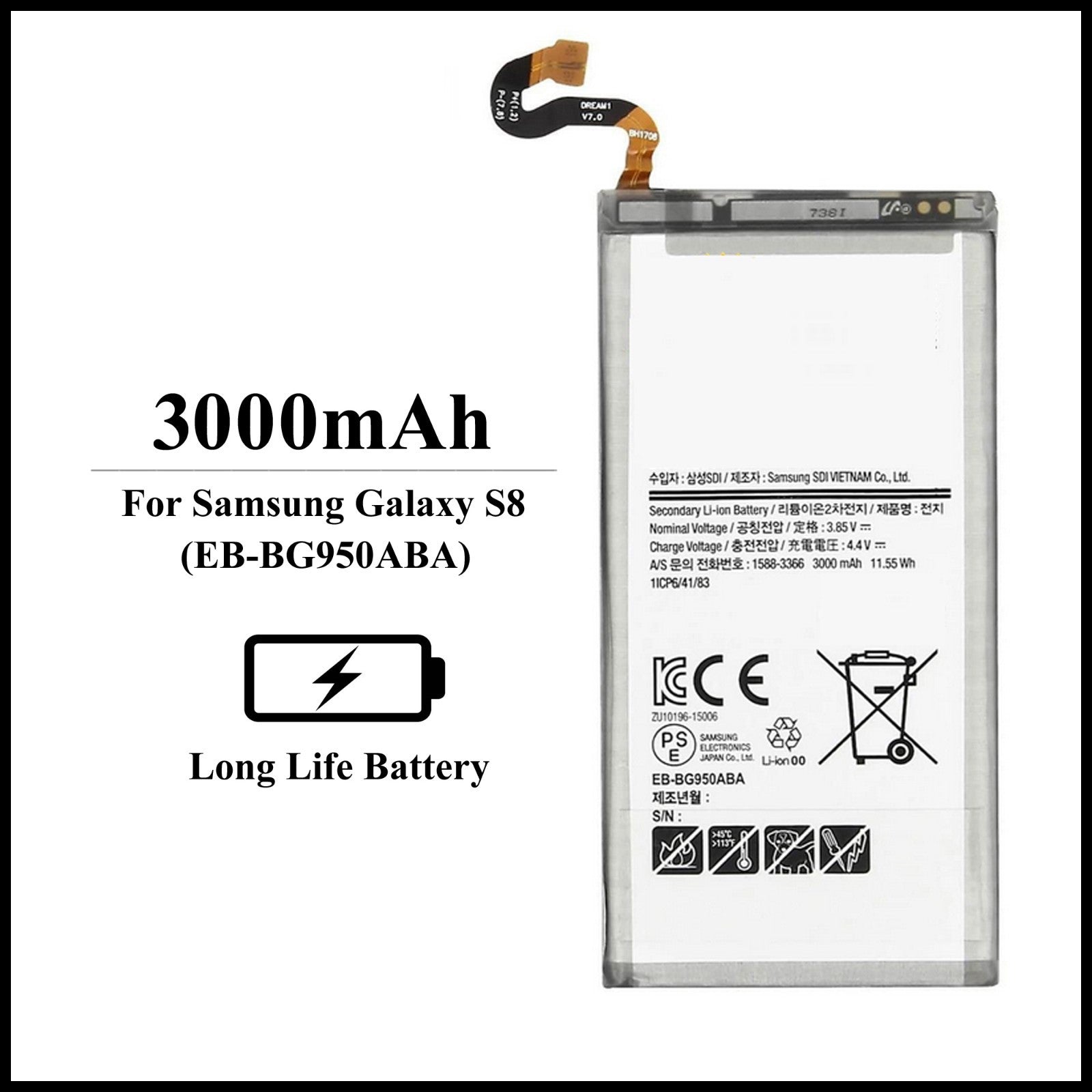 For Samsung Galaxy S8 (SM-G950) 3000mAh Internal Replacement Battery