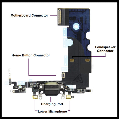 For i Phone 8 / SE 2020 Charging Port Flex ( Black/Grey/White) With Mic 