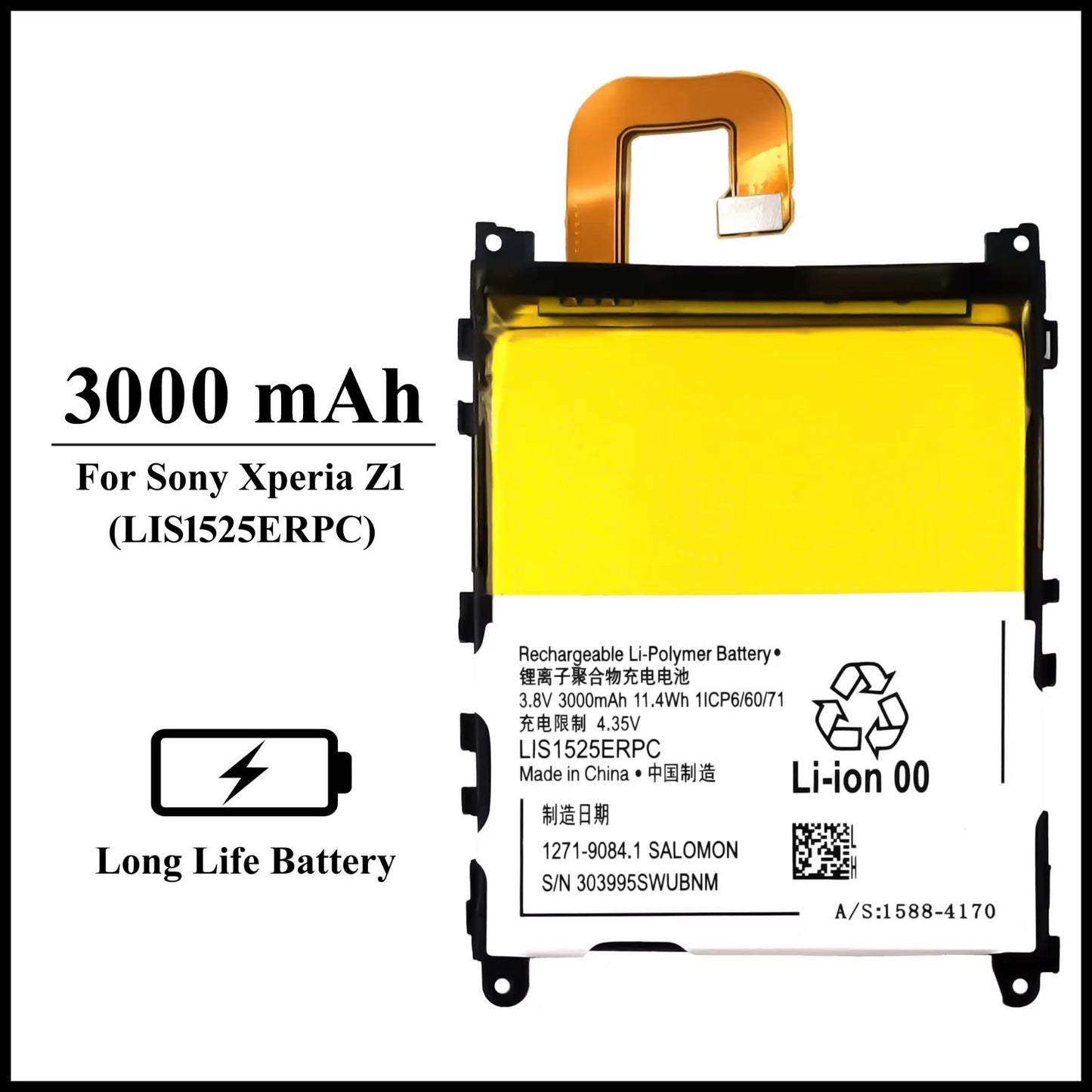 For Sony Xperia Z1 (C6903) LIS1525ERPC 3000mAh+ Internal Replacement Battery