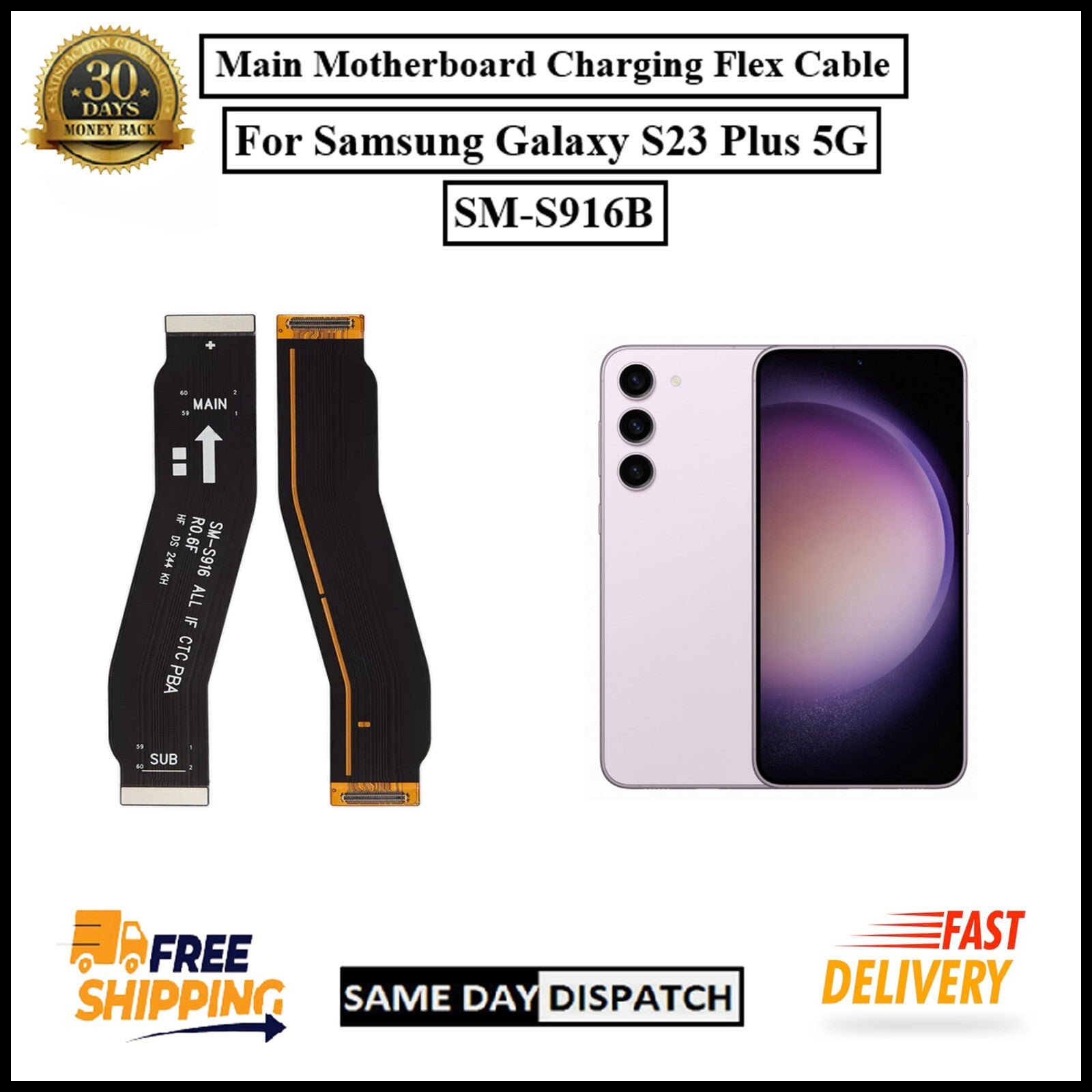 For Samsung Galaxy S23 Plus 5G Main Motherboard Charging Flex Cable Replacement