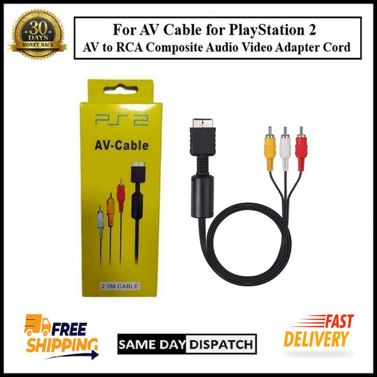 AV Cable RCA Composite Video Audio Cord 2M Lead for Sony PlayStation 2 Console