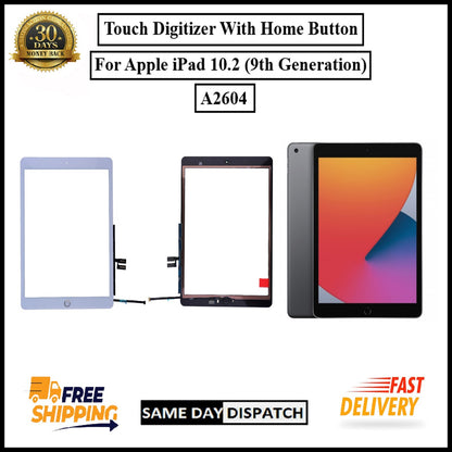 For Apple iPad 10.2 (9th Gen) A2604 Touch Digitizer With Home Button Replacement