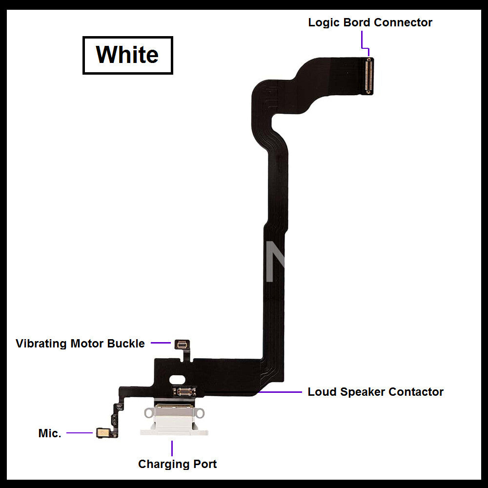 For i Phone Genuine X Charging Port Flex ( Black/Grey/White) With Mic 