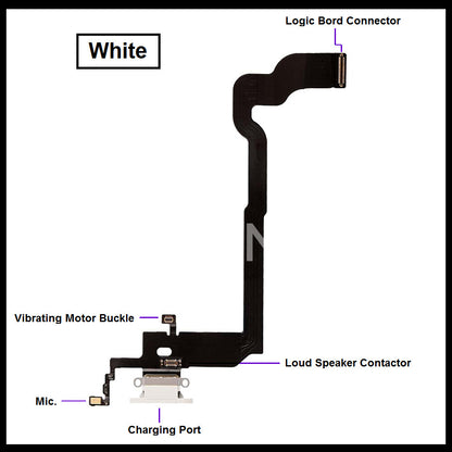 For i Phone Genuine X Charging Port Flex ( Black/Grey/White) With Mic 