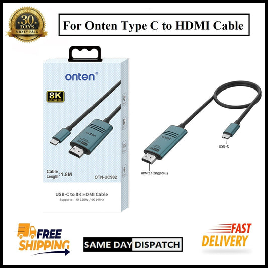 For Onten OTN-UC952 USB-C  to HDMI Cable Connector Adapter Screen Mirroring-1.8M