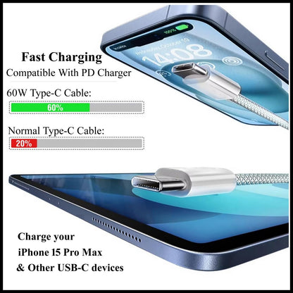 For Dadu 60W Type-C to Type-C PD Super Fast Nylon Braided Fast Charging Cable-1M