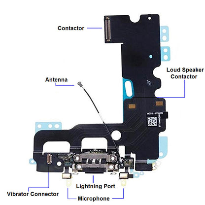 For i Phone 7G / 7 Charging Port Flex ( Black/Grey/White) With Mic 