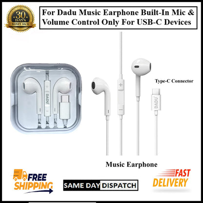 For Dadu Type-C Wired Earphones Headphones Handsfree Only For Type-C Devices