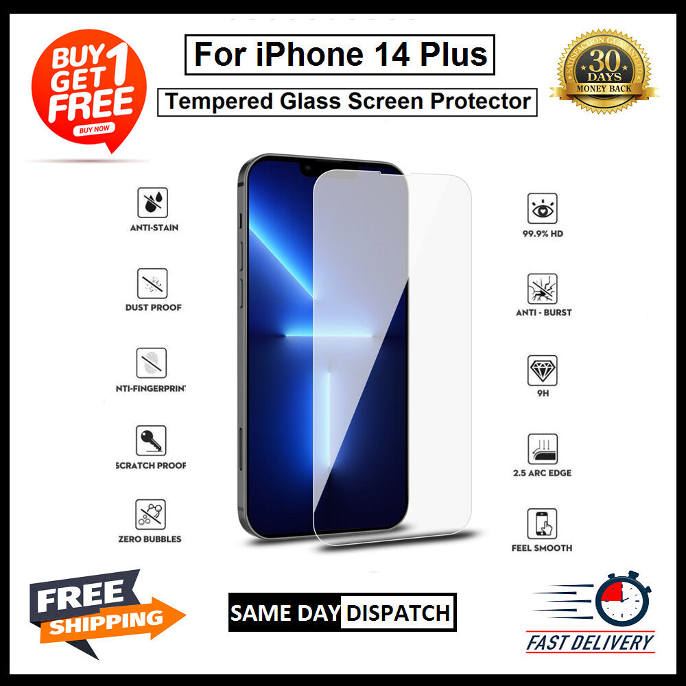 2 Pack Of For iPhone 14 Plus / 14 / 14 Pro / 14 Pro max Tempered Glass Protector