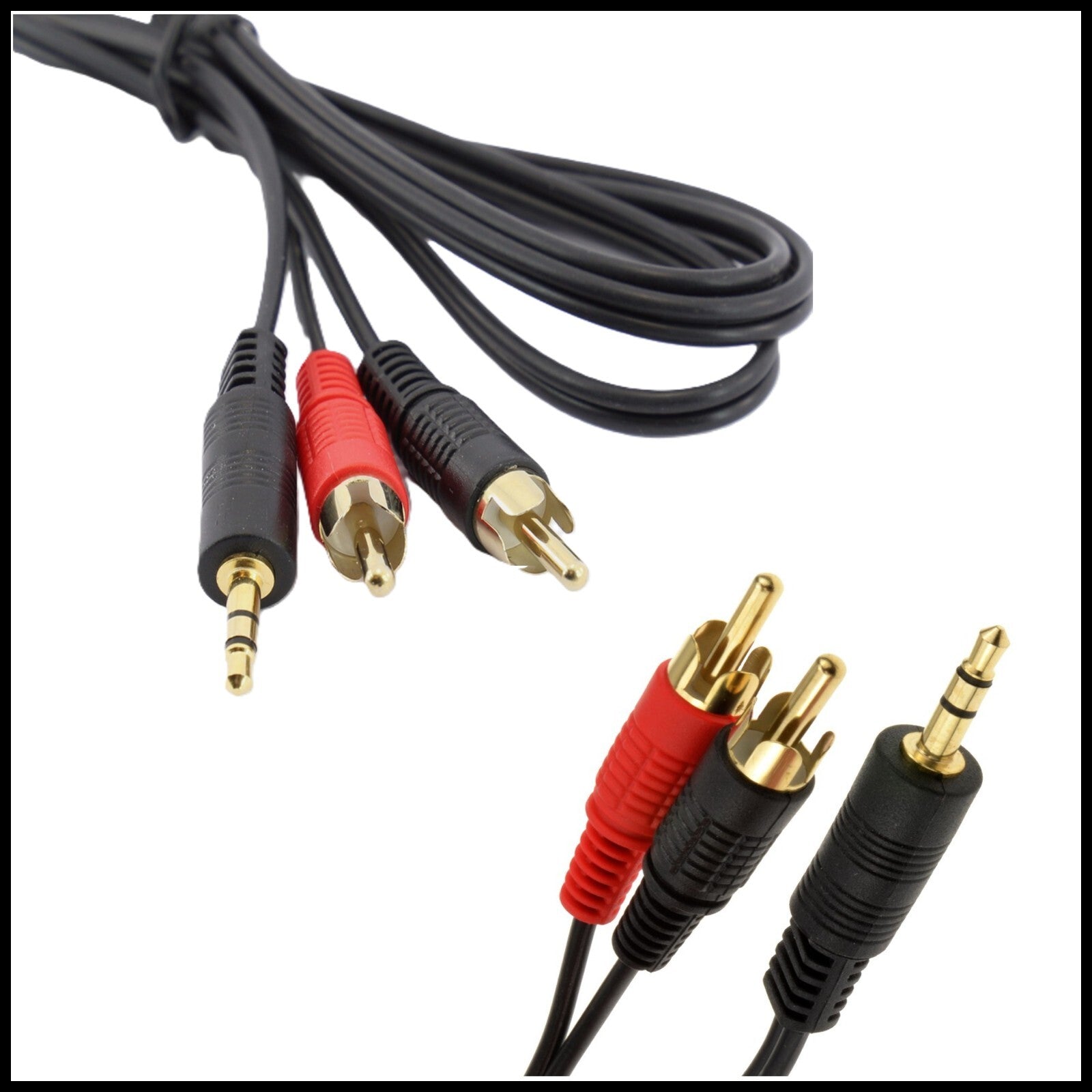 For Daewoo 3.5mm Stereo Jack to 2 X RCA Phono Audio AUX Lead Cable (2m)