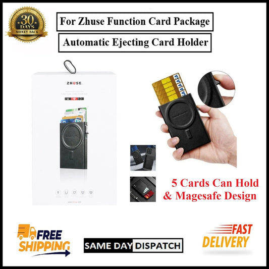 Zhuse Function Card Package Automatic Eject, Pop-up MagSafe Card Wallet-Black