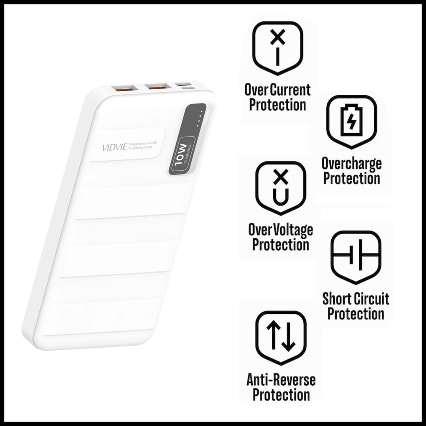 For Vidvie (PB771) 10000mAh LED Power Bank Fast Charging