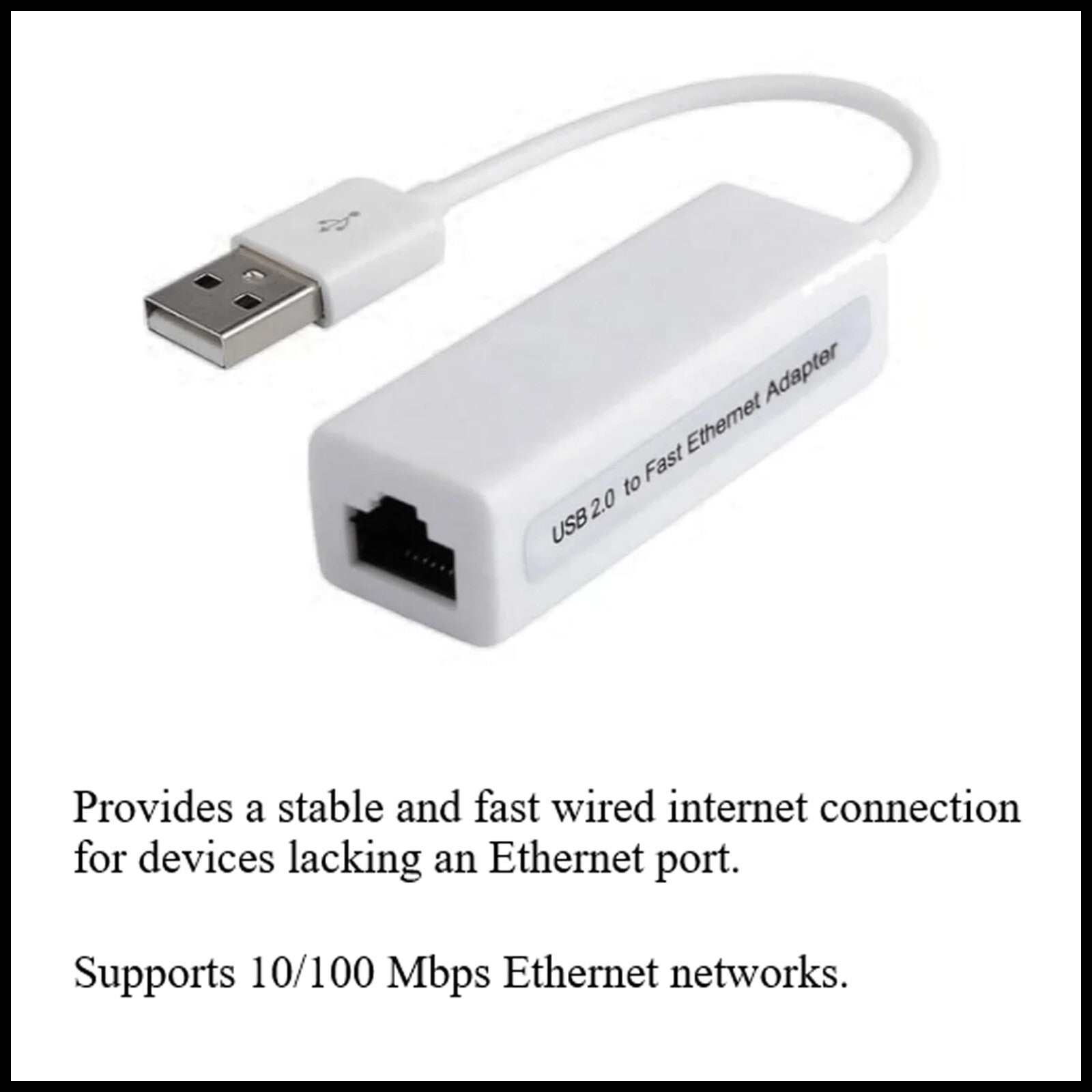For USB 2.0 to RJ45 High Speed Ethernet Network 10/100Mbps LAN Converter Adapter
