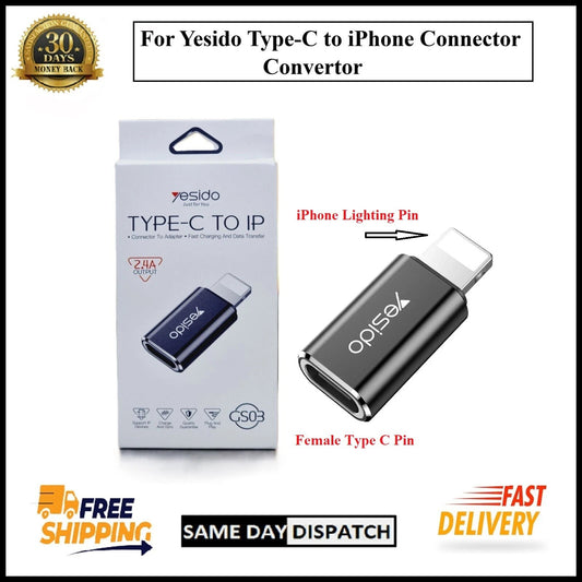 For YESIDO Type-C to iPhone Connector Fast Charging Data Convertor OTG