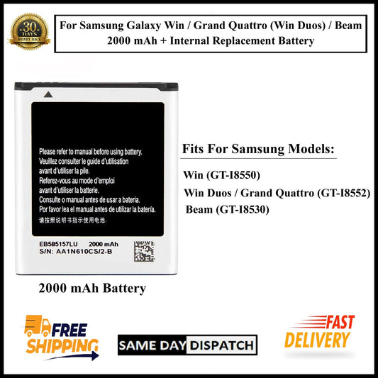 For Samsung Galaxy GT-I8550 /I8552 /I8530 2000mAh+ Internal Replacement Battery
