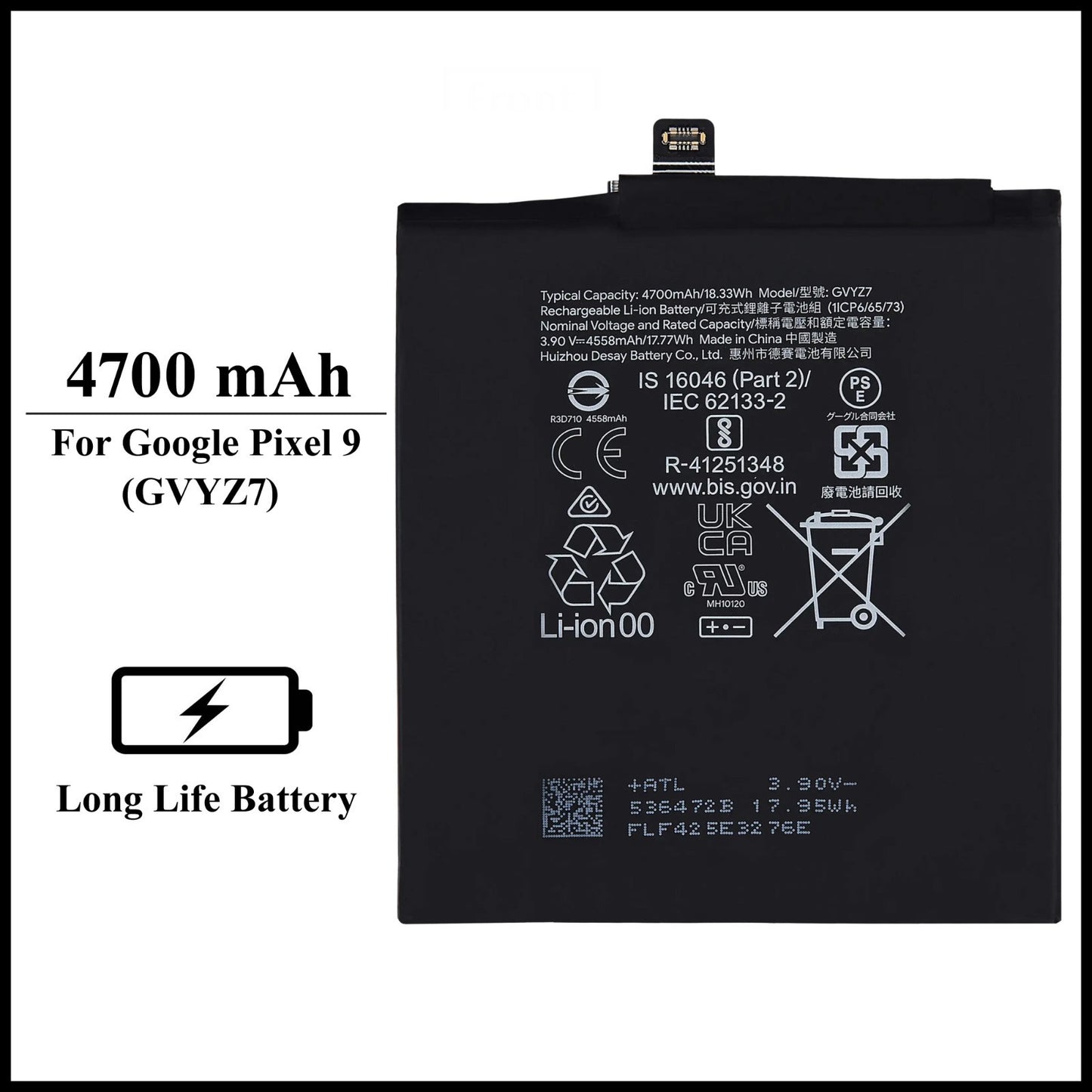 For Google Pixel 9 (GVYZ7) 4700mAh+ Internal Replacement Battery