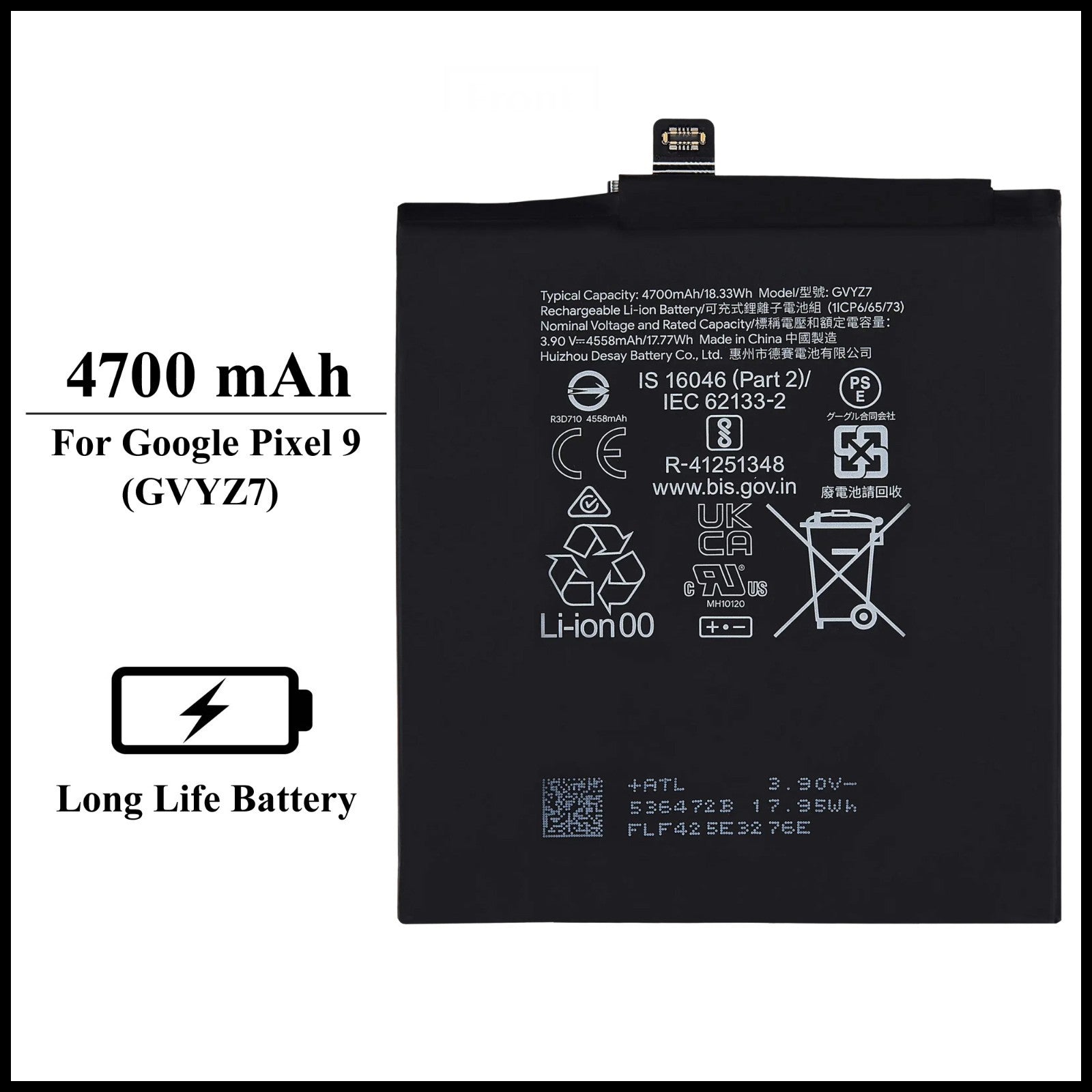 For Google Pixel 9 (GVYZ7) 4700mAh+ Internal Replacement Battery