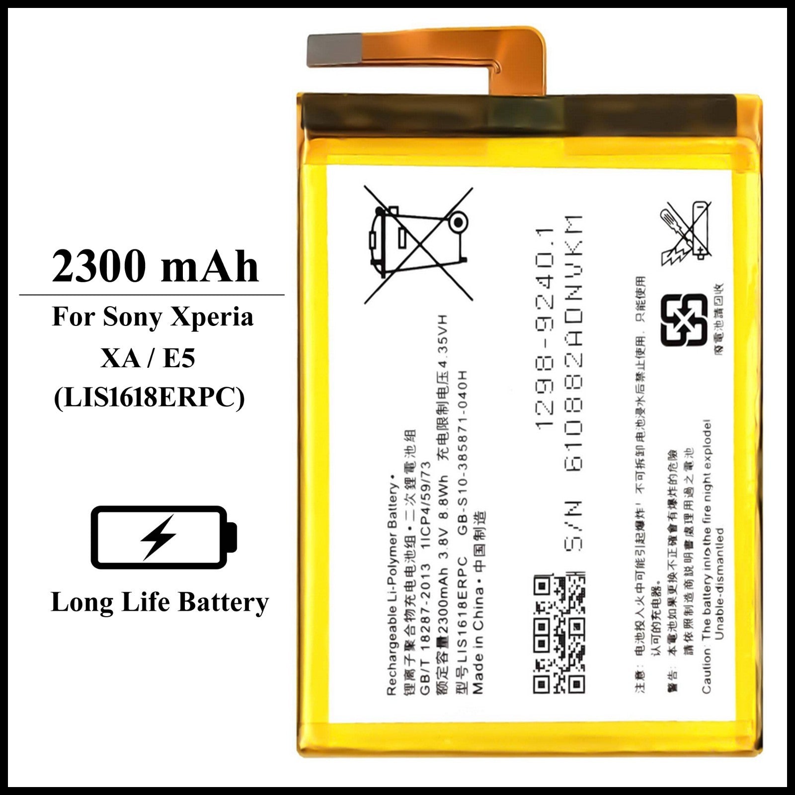 For Sony Xperia XA /E5 F3111 (LIS1618ERPC) 2300mAh+ Internal Replacement Battery
