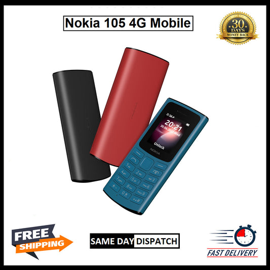 Nokia 105 4G LTE BIG Button & Unlocked ( Dual Sim ) & MP3 Player & FM Radio
