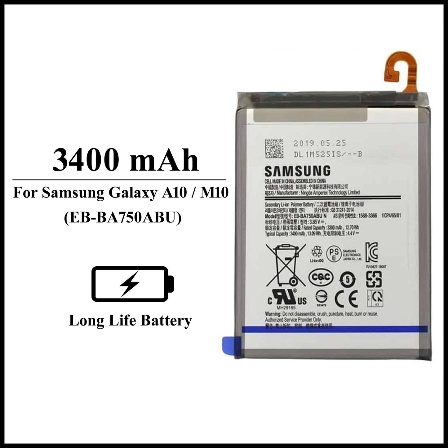 For Samsung Galaxy A10 /M10 (A105F /M105F) 3400mAh+ Internal Replacement Battery