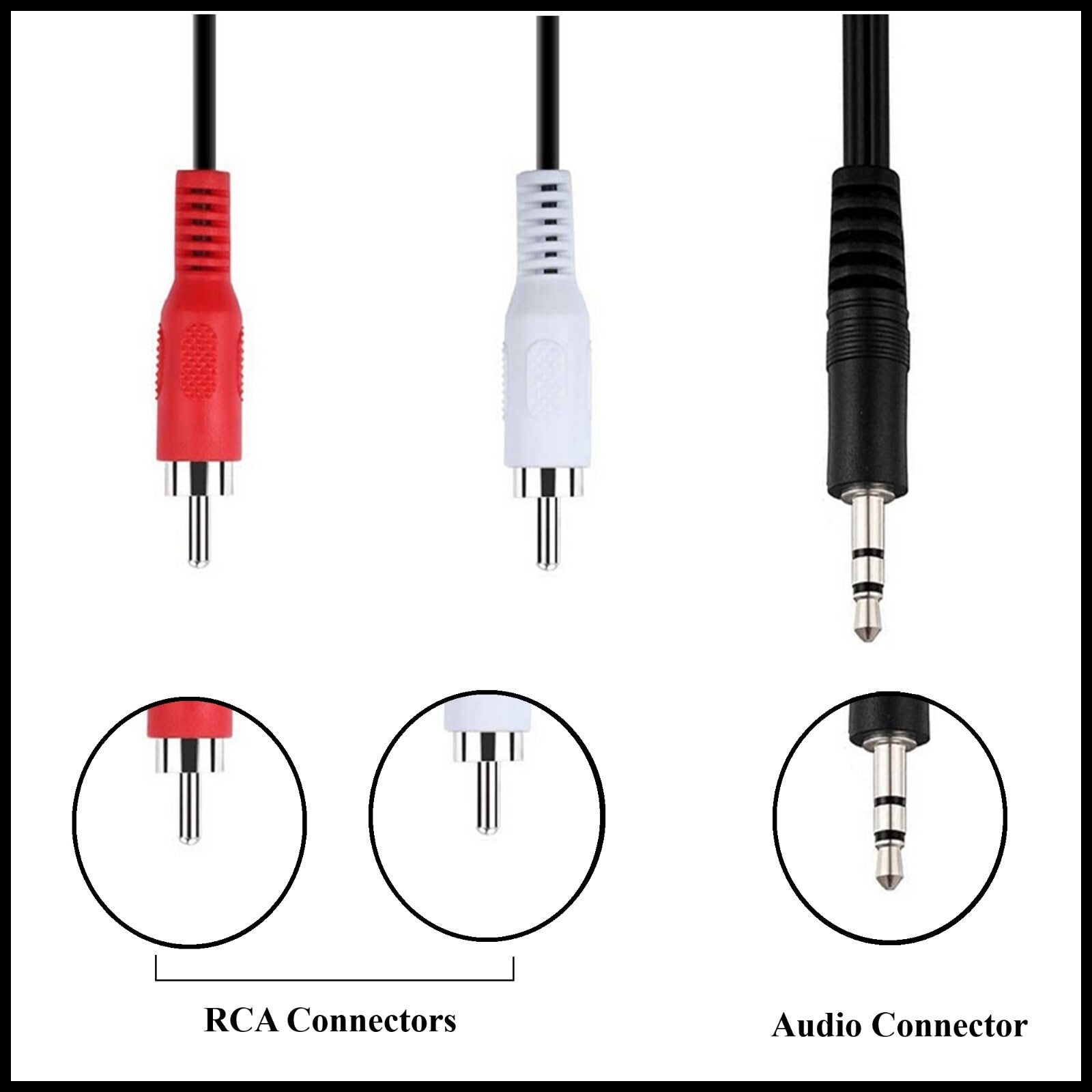 For AUX 3.5mm Headphone Connector Jack Male to 2Male RCA Mini Stereo Audio Cable