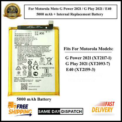 For Motorola Moto G Power / G Play (2021) / E40 (JK50) 5000mAh+ Internal Battery