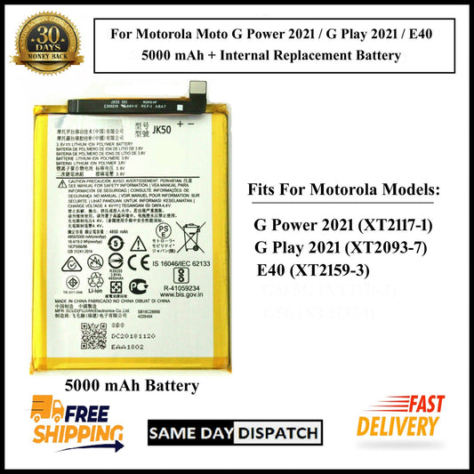 For Motorola Moto G Power / G Play (2021) / E40 (JK50) 5000mAh+ Internal Battery