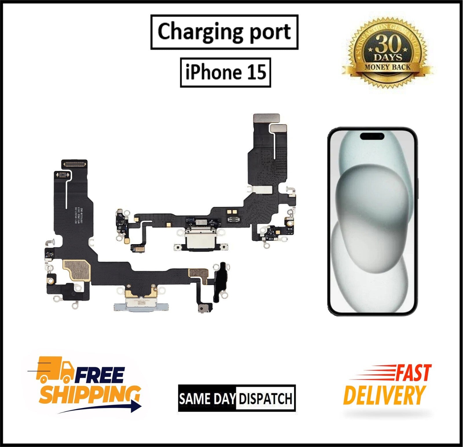 For Apple iPhone 15 Type C Charging Port Flex Cable Replacement