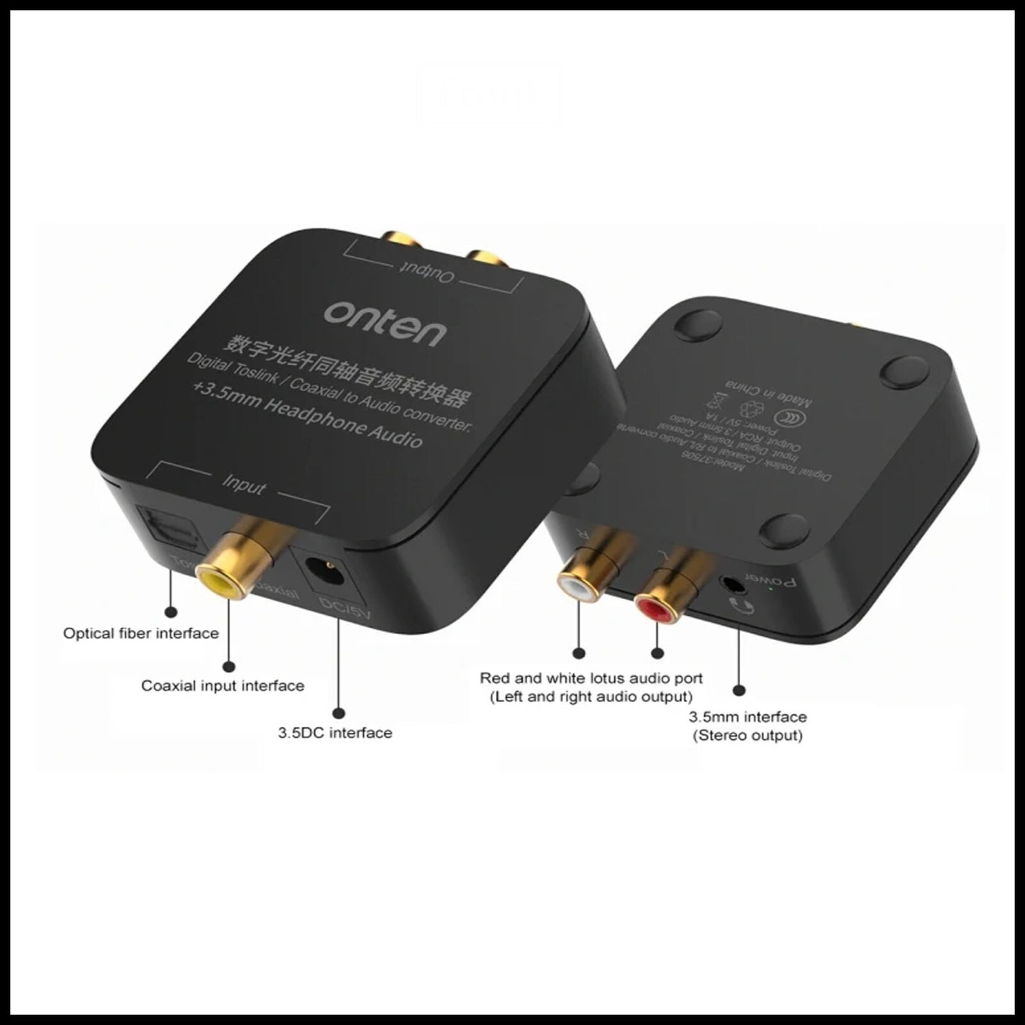 ONTEN Digital Optical Toslink / Coaxial to RCA R/L 3.5mm Audio Converter Adapter