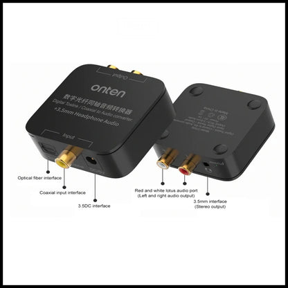 ONTEN Digital Optical Toslink / Coaxial to RCA R/L 3.5mm Audio Converter Adapter