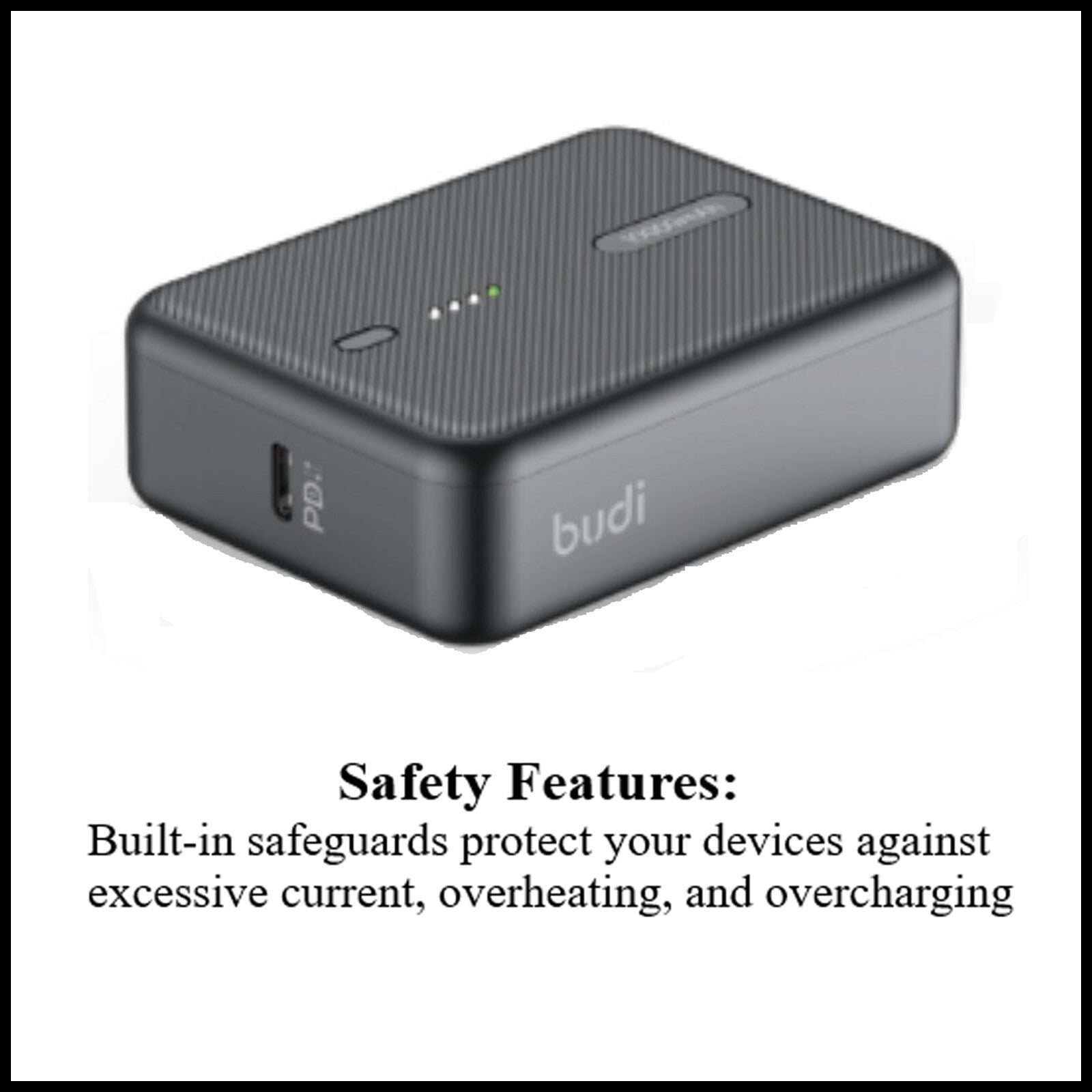 For Budi 10000mAh 20W PD+QC3.0 Mini Pocket Power Bank Fast Charging