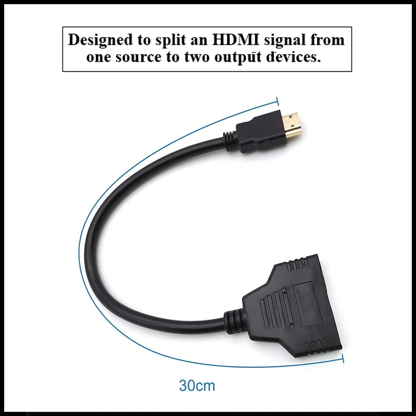 For HDMI Male to Dual Twin HDMI Female 1 in 2 Out Cable Adapter