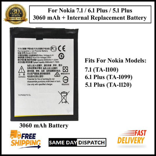 For Nokia 7.1 / 6.1 Plus / 5.1 Plus(HE342) 3060mAh+ Internal Replacement Battery