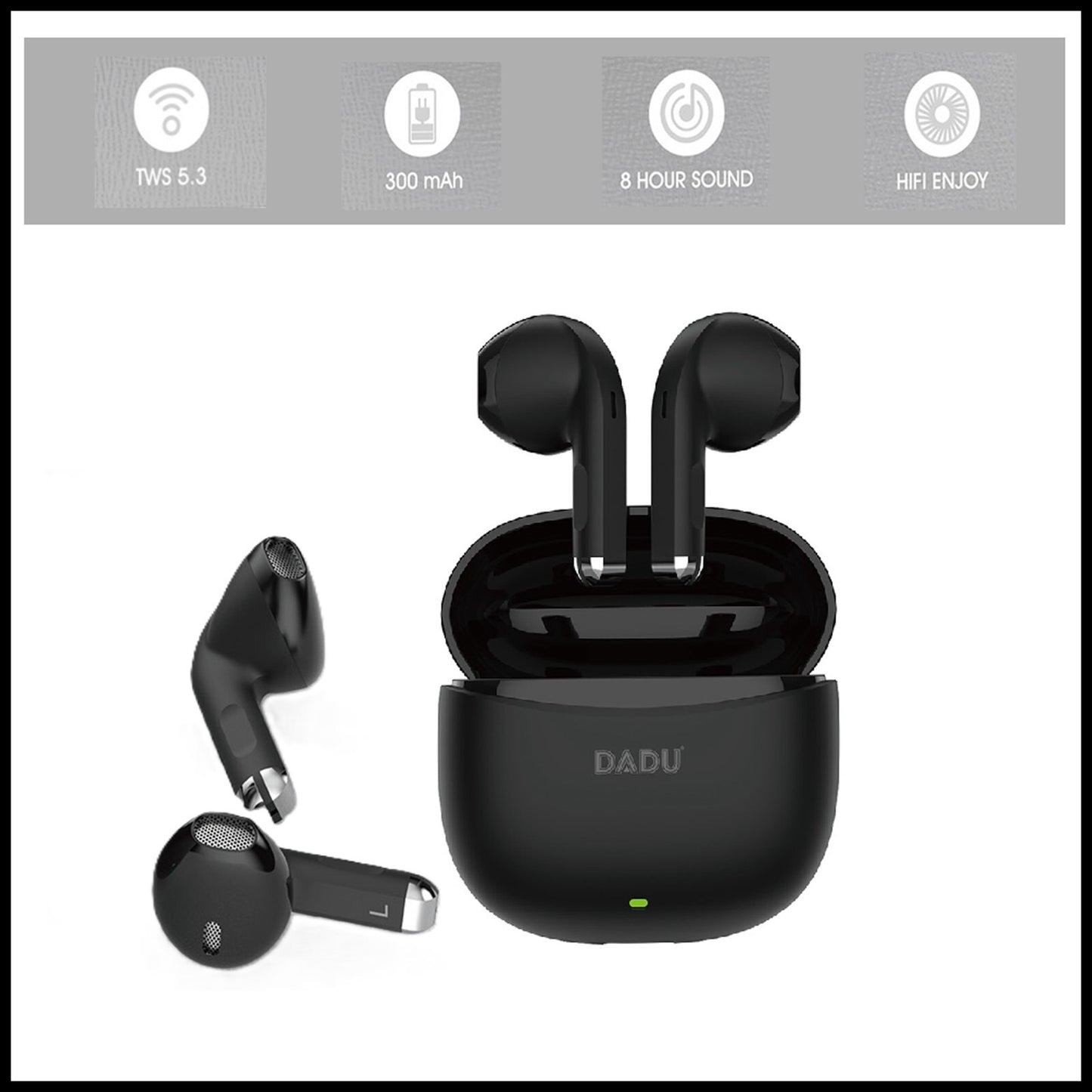 For Dadu Smart Wireless Bluetooth Stereo Earphones-Black