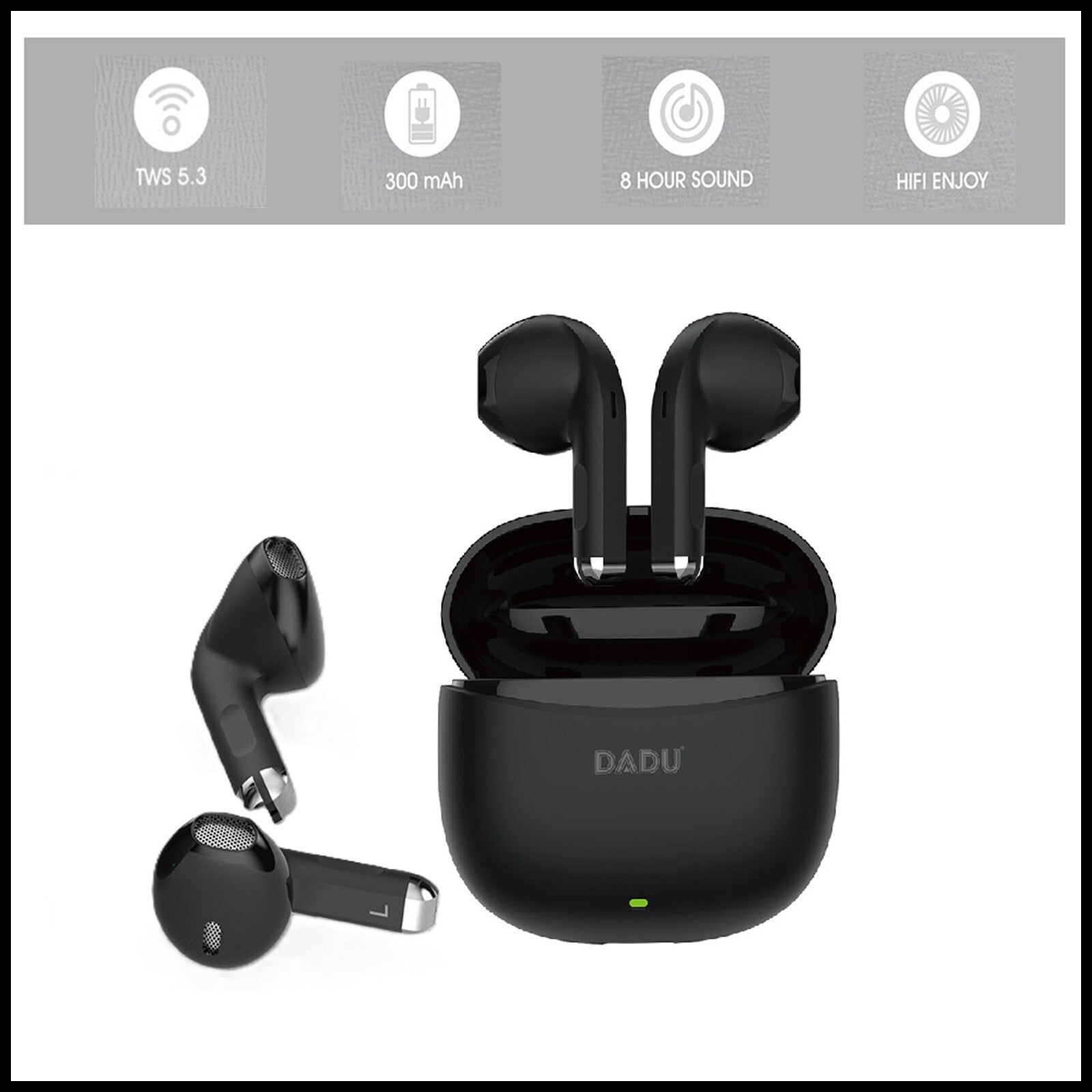 For Dadu Smart Wireless Bluetooth Stereo Earphones-Black