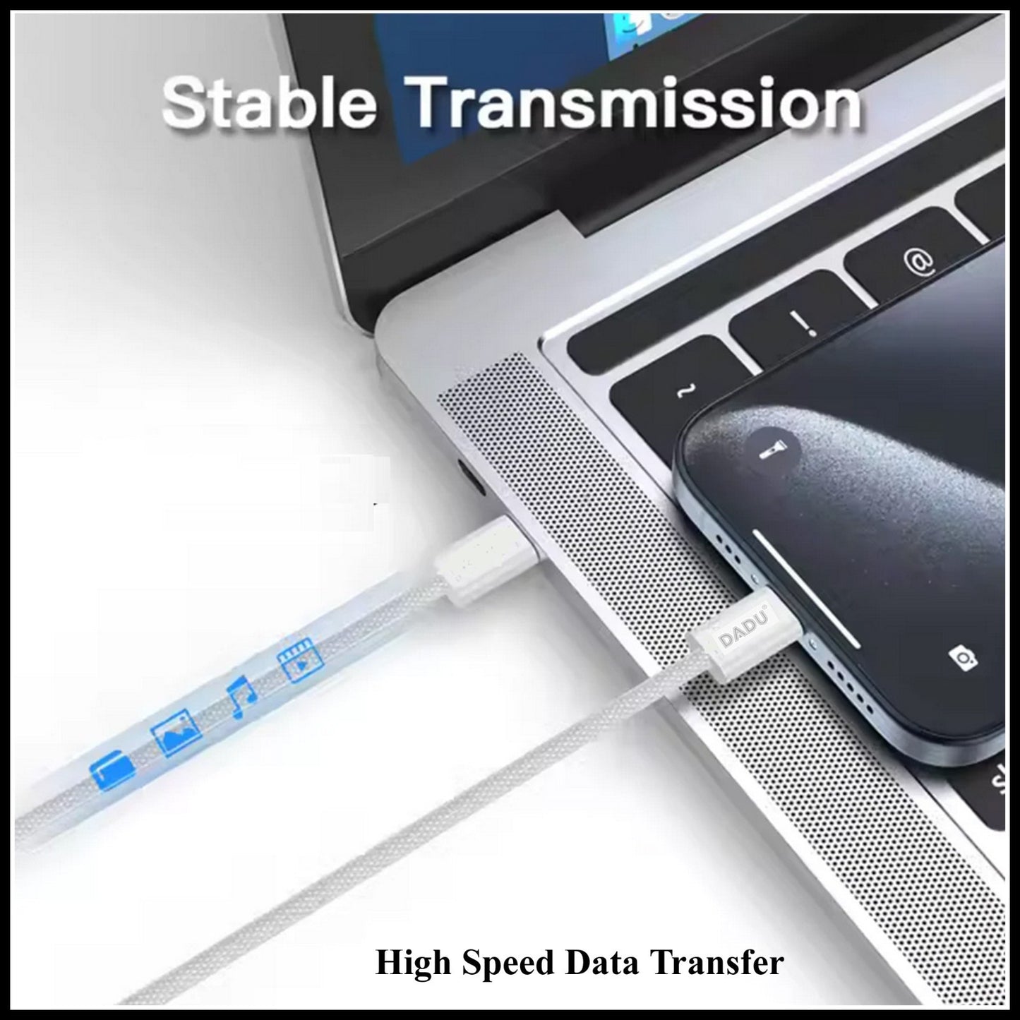 For Dadu 60W Type-C to Type-C PD Super Fast Nylon Braided Fast Charging Cable-1M