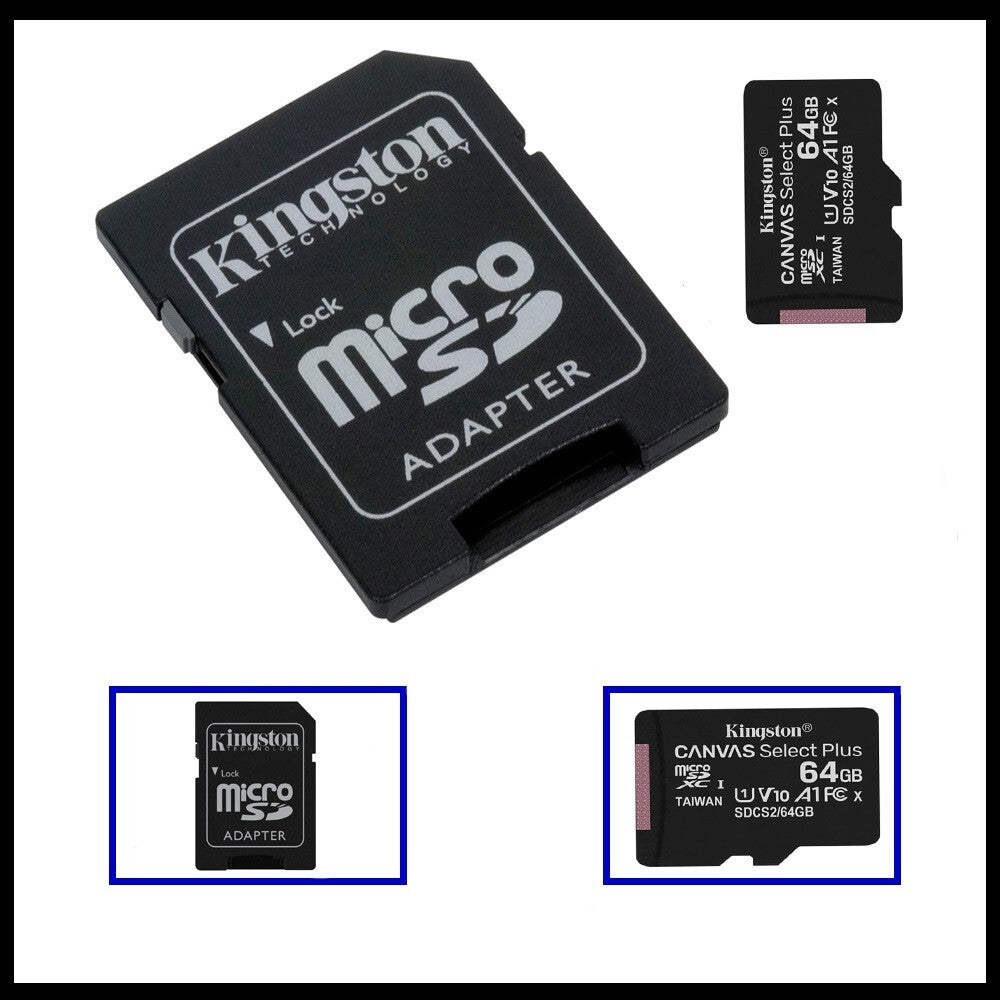 Kingston Micro SD 64 gb Memory Card & Adapter & Class 10 & A1