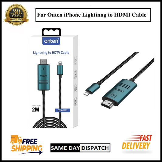 For Onten  iPhone to HDMI Cable Connector Adapter Screen Mirroring-2M