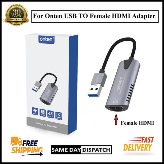 For Onten OTN-US323 USB to Female HDMI Adapter 4k Input 1080p Output